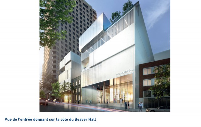 L’entrée du futur pavillon situé sur la côte de Beaver Hall. (Photo: Courtoisie HEC Montréal)